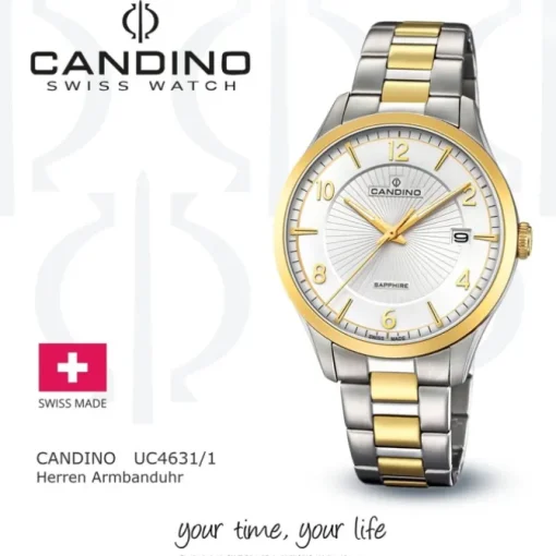 Candino Herren-Armbanduhr Edelstahl silber gold C4631/1 Quarz Klassisch UC4631/1