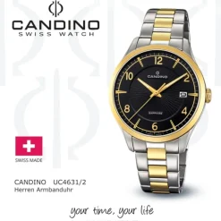 Candino Herren-Armbanduhr Edelstahl silber gold C4631/2 Quarz Klassisch UC4631/2