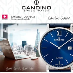 Candino Herrenuhr Classic C4724/2 Armbanduhr Edelstahl blau UC4724/2