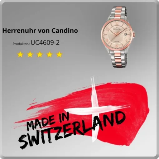Candino Herren-Uhr Edelstahl silber roségold C4609/2 Quarz Klassisch UC4609/2