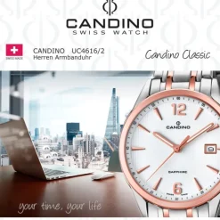Candino Herren-Uhr Edelstahl silber roségold C4616/2 Quarz Klassisch UC4616/2