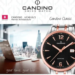 Candino Herren-Uhr Edelstahl silber roségold C4616/3 Quarz Klassisch UC4616/3