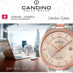 Candino Herren-Uhr Edelstahl silber roségold C4609/2 Quarz Klassisch UC4609/2