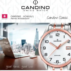 Candino Herren-Uhr Edelstahl silber roségold C4616/1 Quarz Klassisch UC4616/1