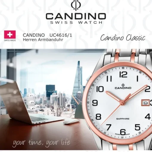 Candino Herren-Uhr Edelstahl silber roségold C4616/1 Quarz Klassisch UC4616/1