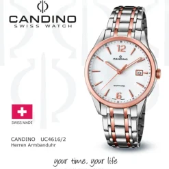 Candino Herren-Uhr Edelstahl silber roségold C4616/2 Quarz Klassisch UC4616/2