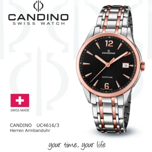 Candino Herren-Uhr Edelstahl silber roségold C4616/3 Quarz Klassisch UC4616/3