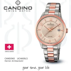 Candino Herren-Uhr Edelstahl silber roségold C4609/2 Quarz Klassisch UC4609/2
