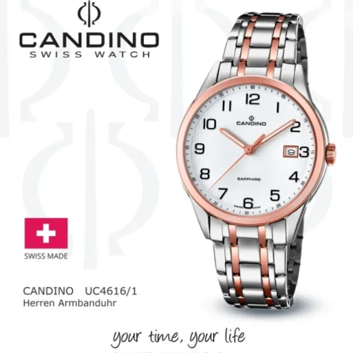 Candino Herren-Uhr Edelstahl silber roségold C4616/1 Quarz Klassisch UC4616/1