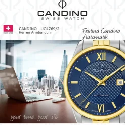 Candino Herrenuhr Edelstahl silber gold Candino Automatik Armbanduhr UC4769/2
