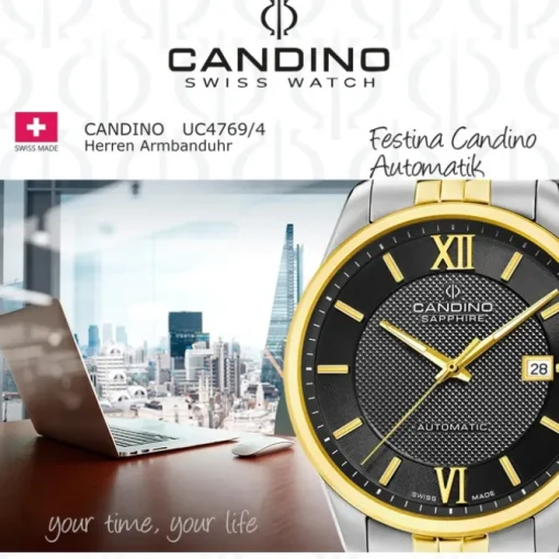 Candino Herrenuhr Edelstahl silber gold Candino Automatik Armbanduhr UC4769/4