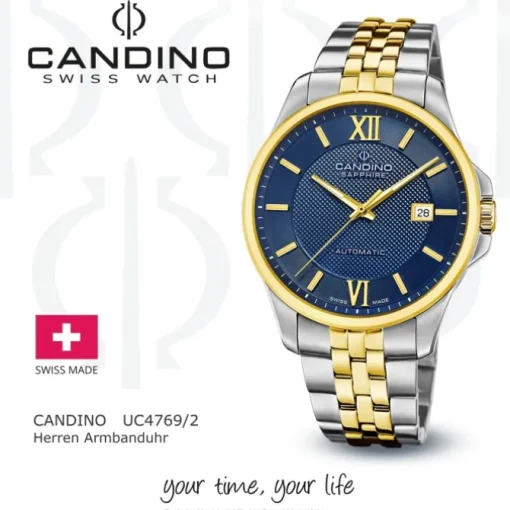 Candino Herrenuhr Edelstahl silber gold Candino Automatik Armbanduhr UC4769/2