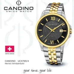 Candino Herrenuhr Edelstahl silber gold Candino Automatik Armbanduhr UC4769/4