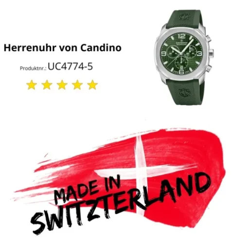 Candino Herrenuhr Kautschuk grün Candino Sport Armbanduhr UC4774/5