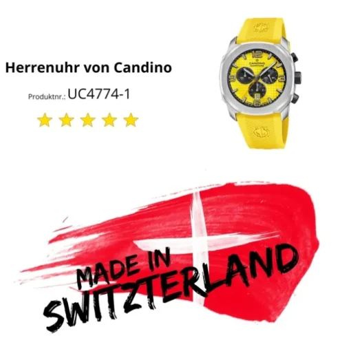 Candino Herrenuhr Kautschuk gelb Candino Sport Armbanduhr UC4774/1