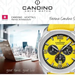 Candino Herrenuhr Kautschuk gelb Candino Sport Armbanduhr UC4774/1