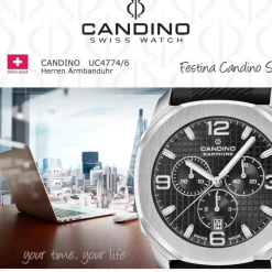 Candino Herrenuhr Kautschuk schwarz Candino Sport Armbanduhr UC4774/6