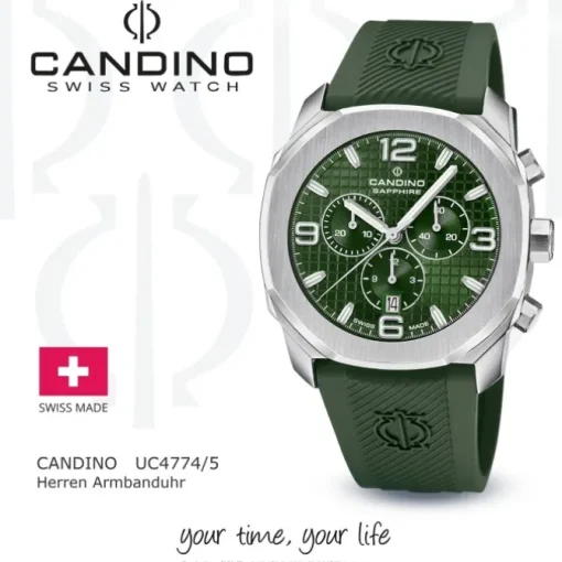 Candino Herrenuhr Kautschuk grün Candino Sport Armbanduhr UC4774/5
