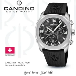 Candino Herrenuhr Kautschuk schwarz Candino Sport Armbanduhr UC4774/6