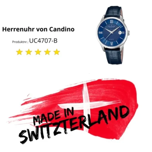 Candino Herrenuhr Leder blau Candino Classic Armbanduhr UC4707/B