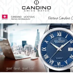 Candino Herrenuhr Leder blau Candino Classic Armbanduhr UC4710/C