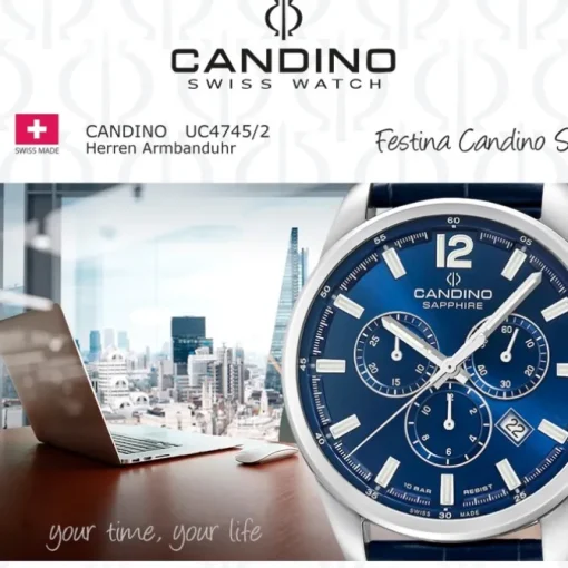 Candino Herrenuhr Leder blau Candino Sport Armbanduhr UC4745/2