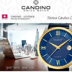 Candino Herrenuhr Leder blau Candino Classic Armbanduhr UC4708/B