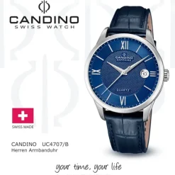Candino Herrenuhr Leder blau Candino Classic Armbanduhr UC4707/B
