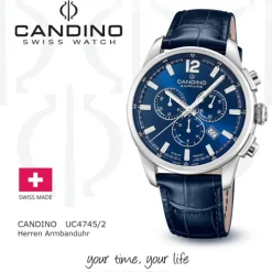 Candino Herrenuhr Leder blau Candino Sport Armbanduhr UC4745/2