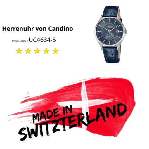 Candino Herrenuhr Leder dunkelblau Candino Classic Armbanduhr UC4634/5