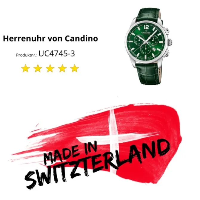 Candino Herrenuhr Leder grün Candino Sport Armbanduhr UC4745/3