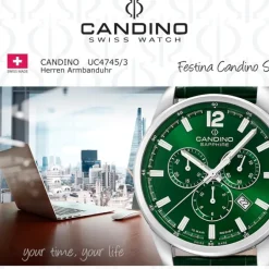 Candino Herrenuhr Leder grün Candino Sport Armbanduhr UC4745/3