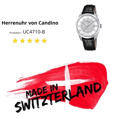 Candino Herrenuhr Leder schwarz Candino Classic Armbanduhr UC4710/B