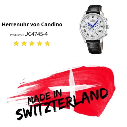 Candino Herrenuhr Leder schwarz Candino Sport Armbanduhr UC4745/4
