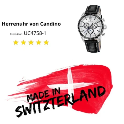 Candino Herrenuhr Leder schwarz Candino Sport Armbanduhr UC4758/1