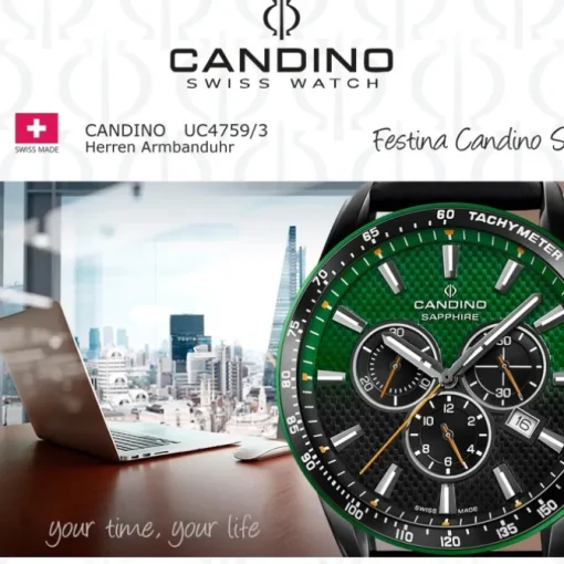 Candino Herrenuhr Leder schwarz Candino Sport Armbanduhr UC4759/3
