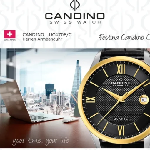 Candino Herrenuhr Leder schwarz Candino Classic Armbanduhr UC4708/C