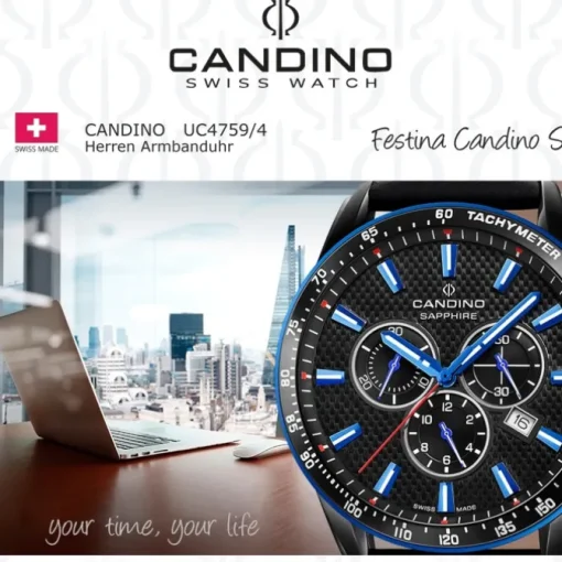 Candino Herrenuhr Leder schwarz Candino Sport Armbanduhr UC4759/4