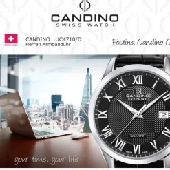 Candino Herrenuhr Leder schwarz Candino Classic Armbanduhr UC4710/D