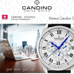 Candino Herrenuhr Leder schwarz Candino Sport Armbanduhr UC4745/4