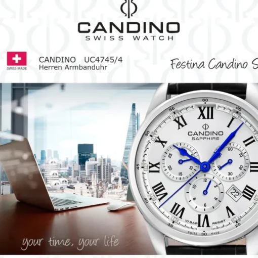 Candino Herrenuhr Leder schwarz Candino Sport Armbanduhr UC4745/4
