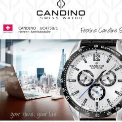 Candino Herrenuhr Leder schwarz Candino Sport Armbanduhr UC4758/1