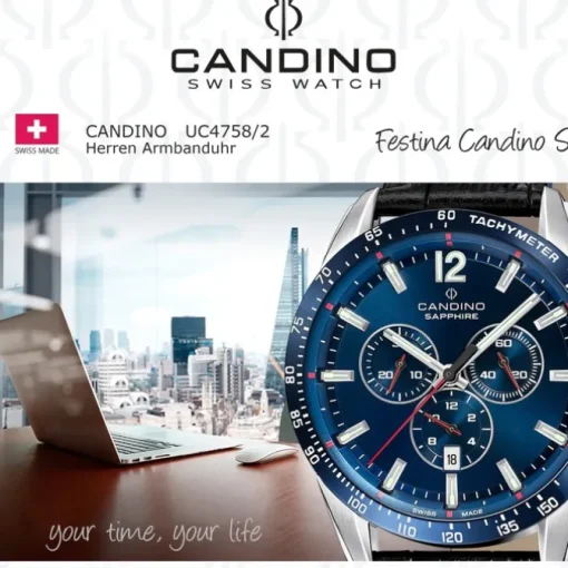 Candino Herrenuhr Leder schwarz Candino Sport Armbanduhr UC4758/2