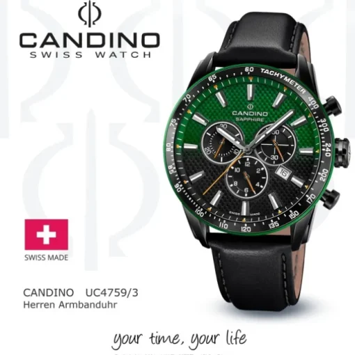 Candino Herrenuhr Leder schwarz Candino Sport Armbanduhr UC4759/3