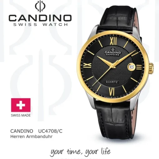 Candino Herrenuhr Leder schwarz Candino Classic Armbanduhr UC4708/C