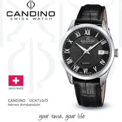 Candino Herrenuhr Leder schwarz Candino Classic Armbanduhr UC4710/D