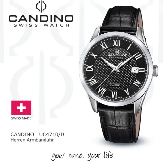 Candino Herrenuhr Leder schwarz Candino Classic Armbanduhr UC4710/D