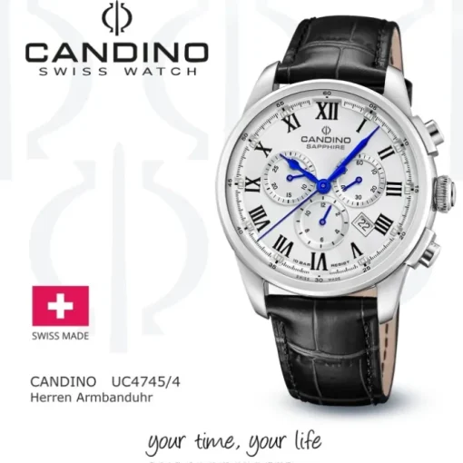 Candino Herrenuhr Leder schwarz Candino Sport Armbanduhr UC4745/4