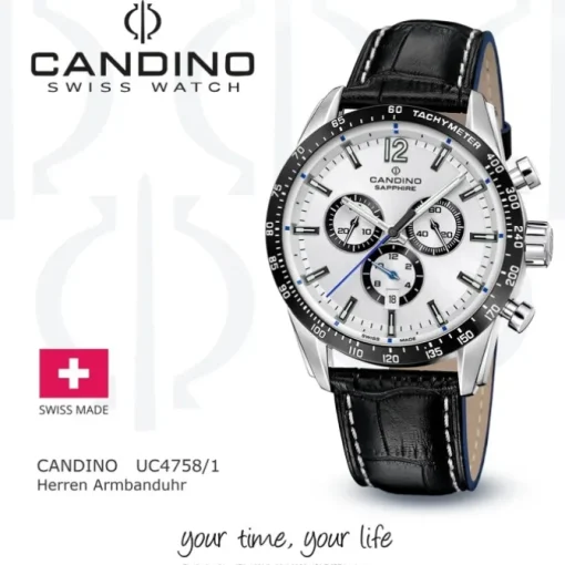 Candino Herrenuhr Leder schwarz Candino Sport Armbanduhr UC4758/1