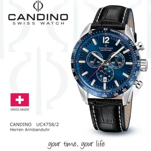 Candino Herrenuhr Leder schwarz Candino Sport Armbanduhr UC4758/2